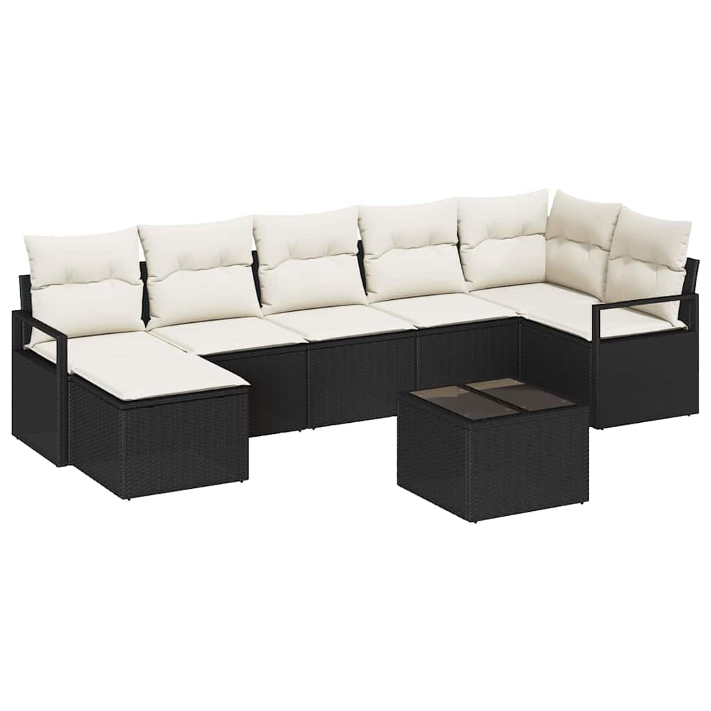 Set di divani con cuscino 8 pcs Nero polyrattan | homemem39