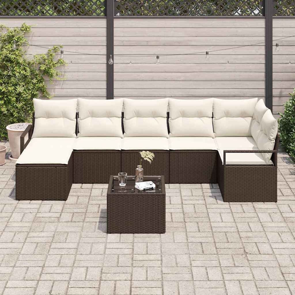 Set di divani 8 pcs Marrone polyrattan | homemem39