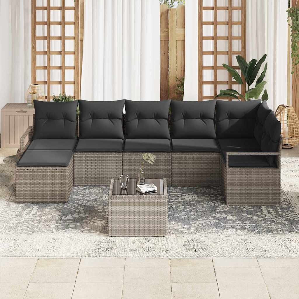 Set di divani con cuscino 8 pcs Grigio polyrattan | homemem39