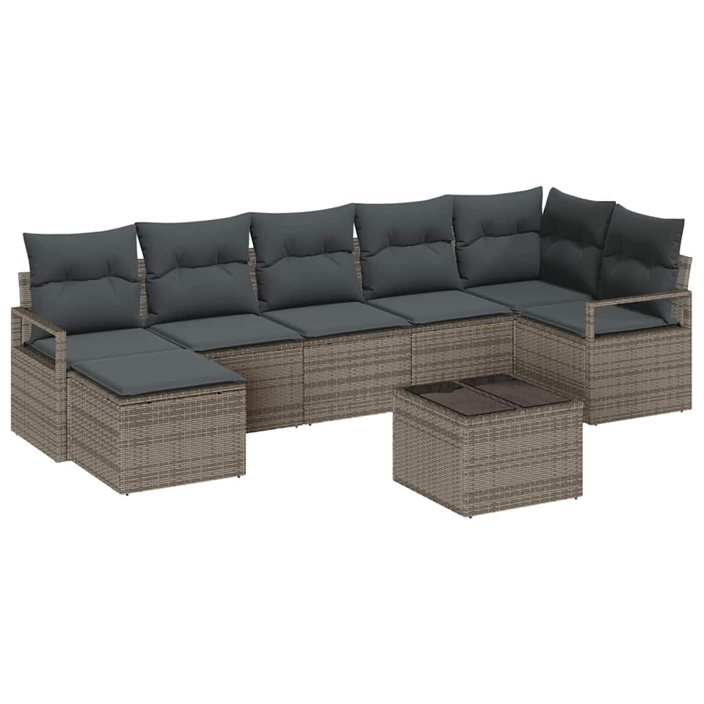 Set di divani con cuscino 8 pcs Grigio polyrattan | homemem39