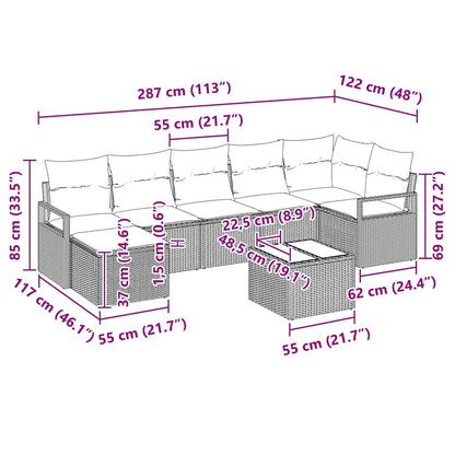 Set di divani con cuscino 8 pcs Grigio chiaro polyrattan | homemem39