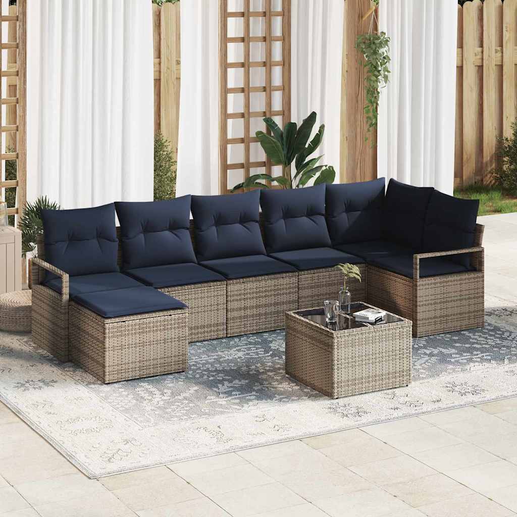 Set di divani con cuscino 8 pcs Grigio polyrattan | homemem39