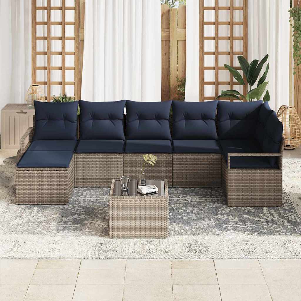 Set di divani con cuscino 8 pcs Grigio polyrattan | homemem39