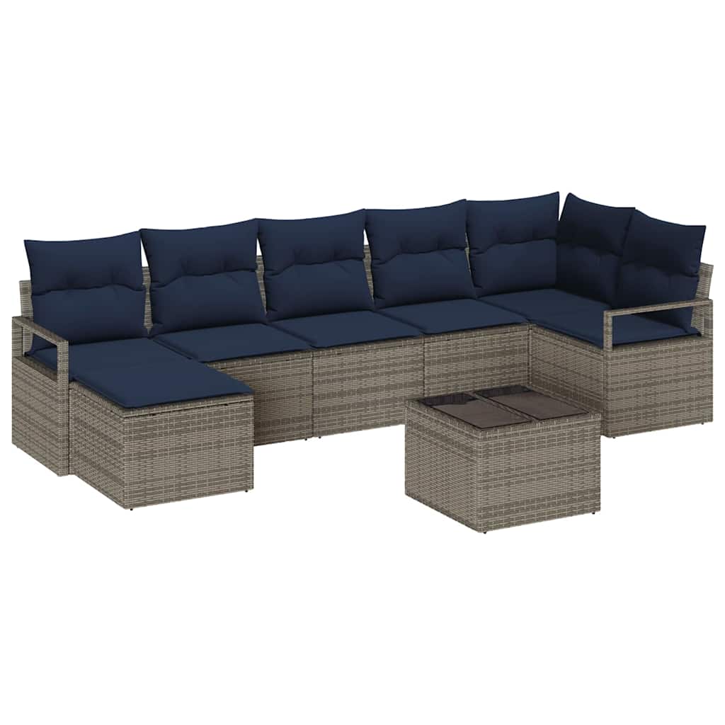 Set di divani con cuscino 8 pcs Grigio polyrattan | homemem39