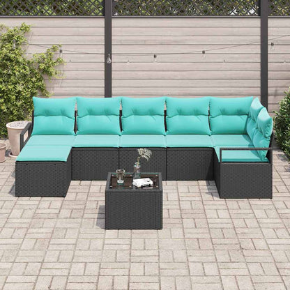 Set di divani con cuscino 8 pcs Nero polyrattan | homemem39