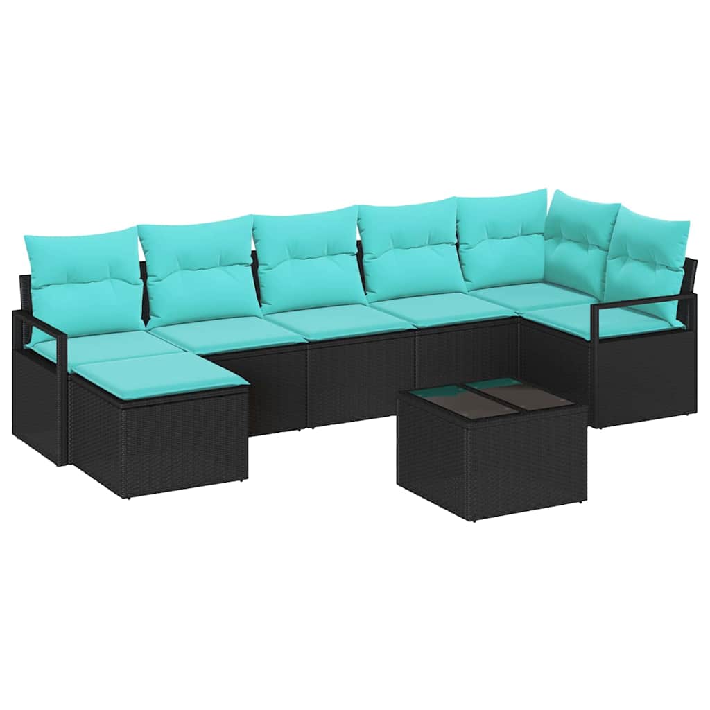 Set di divani con cuscino 8 pcs Nero polyrattan | homemem39