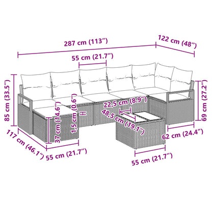 Set di divani con cuscino 8 pcs Nero polyrattan | homemem39