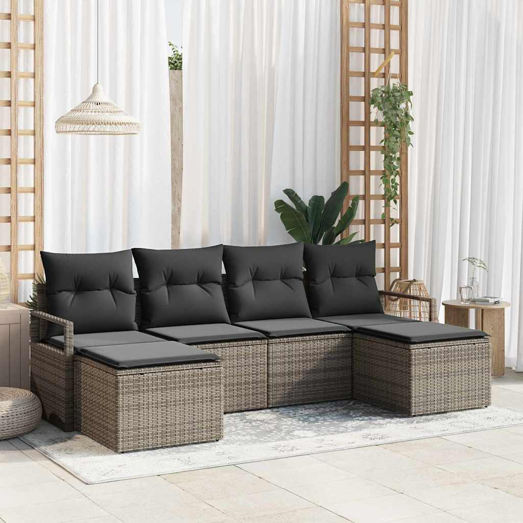 Set di divani 6 pcs Grigio polyrattan | homemem39