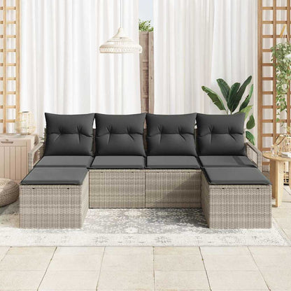 Set di divani 6 pcs Grigio chiaro polyrattan | homemem39