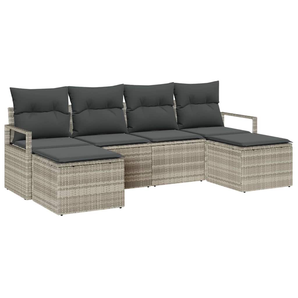 Set di divani 6 pcs Grigio chiaro polyrattan | homemem39