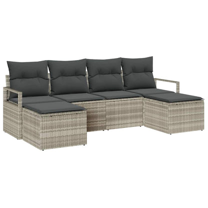 Set di divani 6 pcs Grigio chiaro polyrattan | homemem39