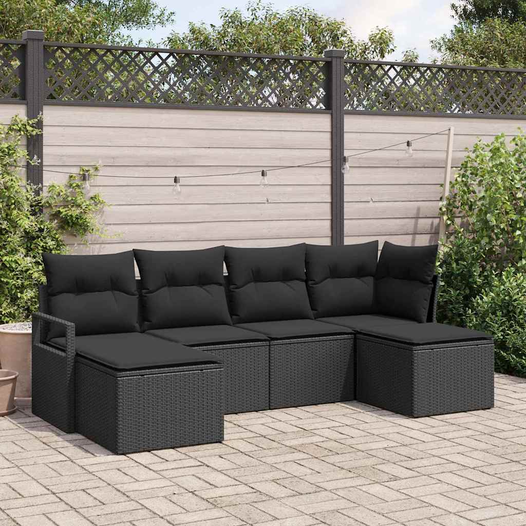 Set di divani 6 pz Nero polyrattan | homemem39