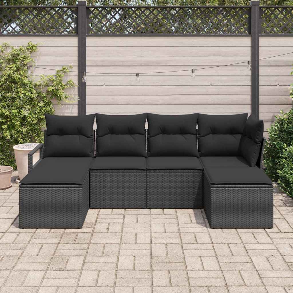 Set di divani 6 pz Nero polyrattan | homemem39