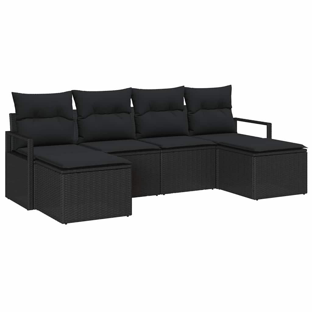 Set di divani 6 pz Nero polyrattan | homemem39