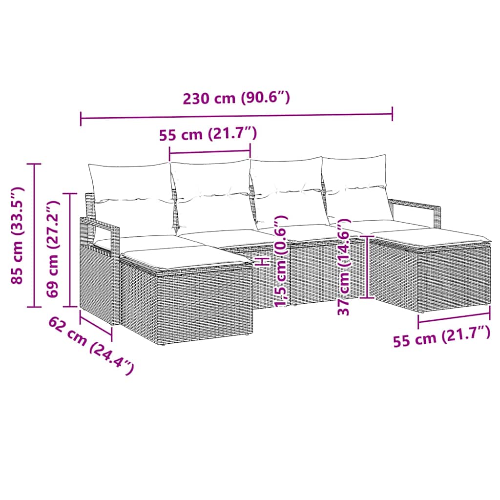 Set di divani 6 pz Nero polyrattan | homemem39