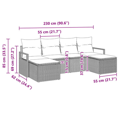 Set di divani 6 pcs Marrone polyrattan | homemem39