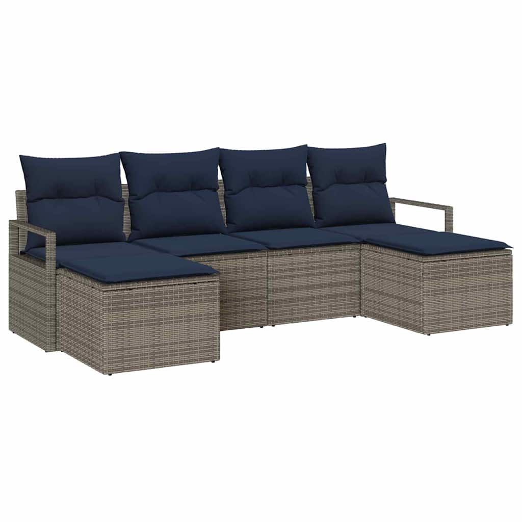 Set di divani 6 pcs Grigio polyrattan | homemem39