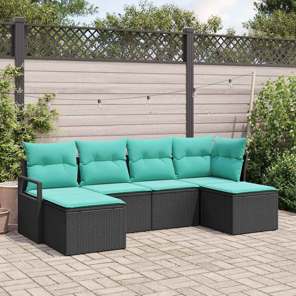 Set di divani 6 pcs Nero polyrattan | homemem39