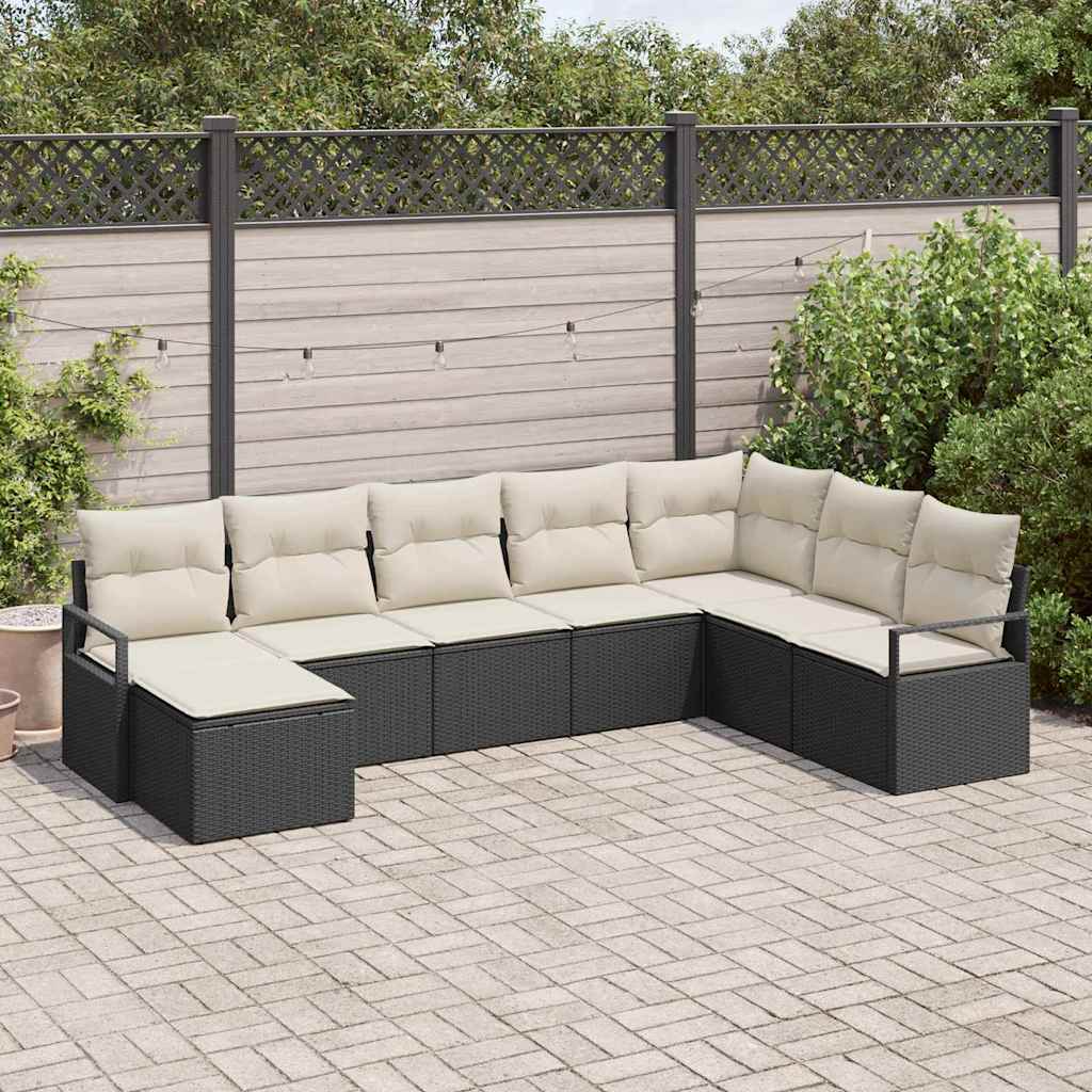Set di divani 8 pz Nero polyrattan | homemem39