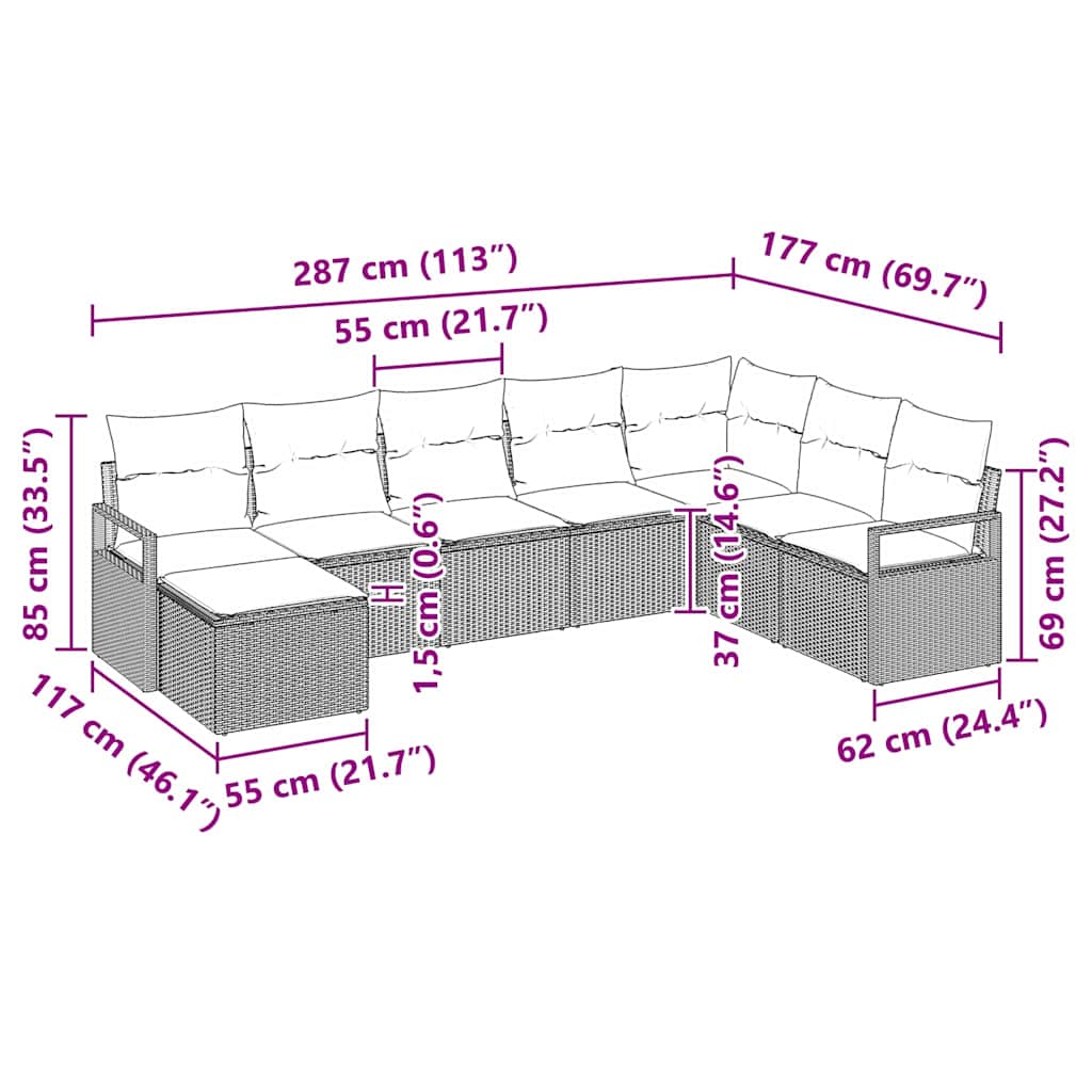 Set di divani 8 pz Nero polyrattan | homemem39