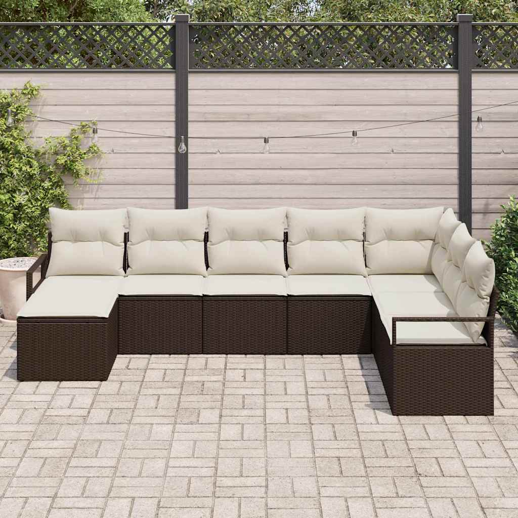 Set di divani con cuscino 8 pcs Marrone polyrattan | homemem39