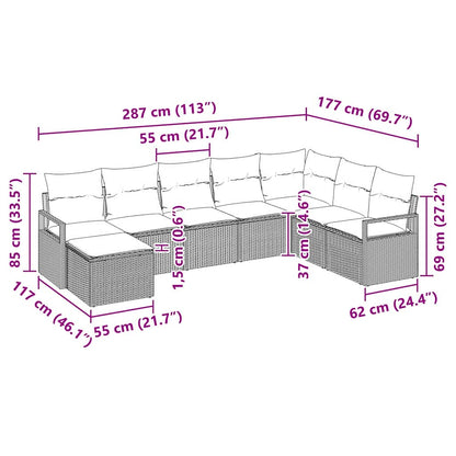 Set di divani con cuscino 8 pcs Marrone polyrattan | homemem39