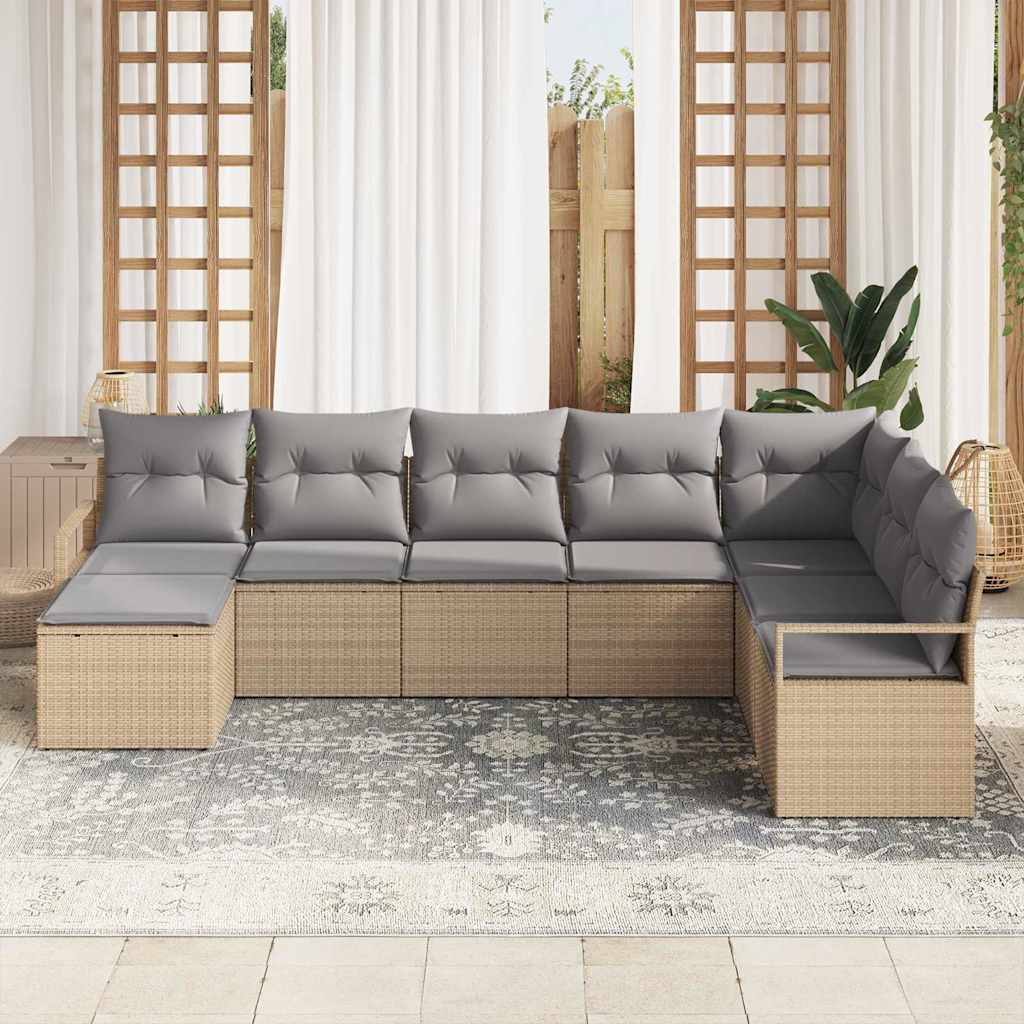Set di divani 8 pz Beige polyrattan
