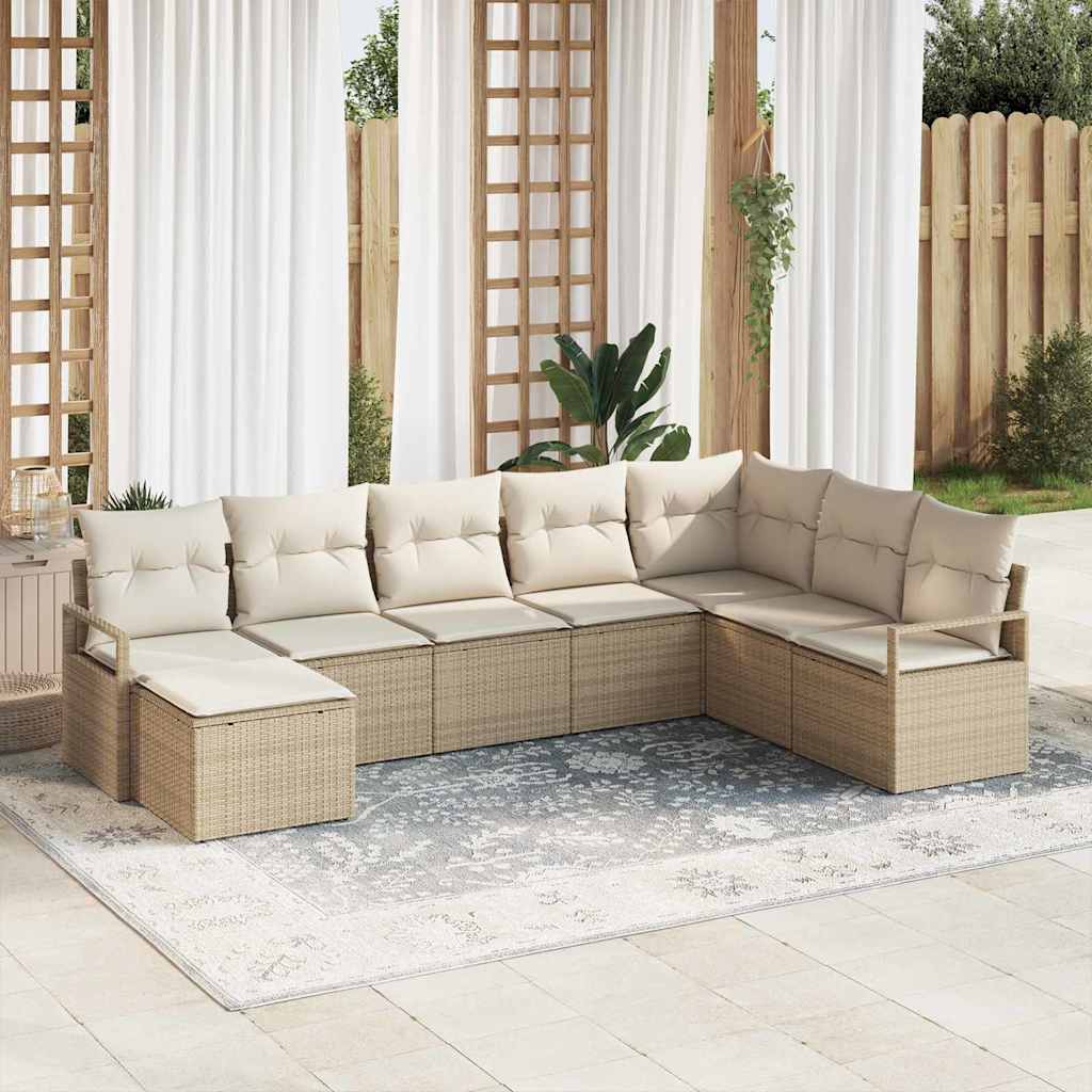 Set di divani con cuscino 8 pcs Beige polyrattan | homemem39