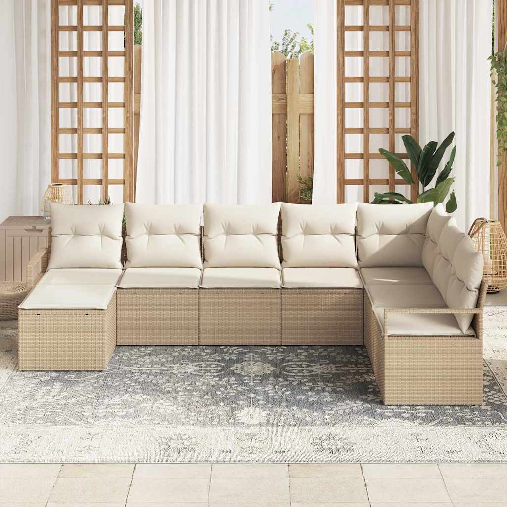 Set di divani con cuscino 8 pcs Beige polyrattan | homemem39