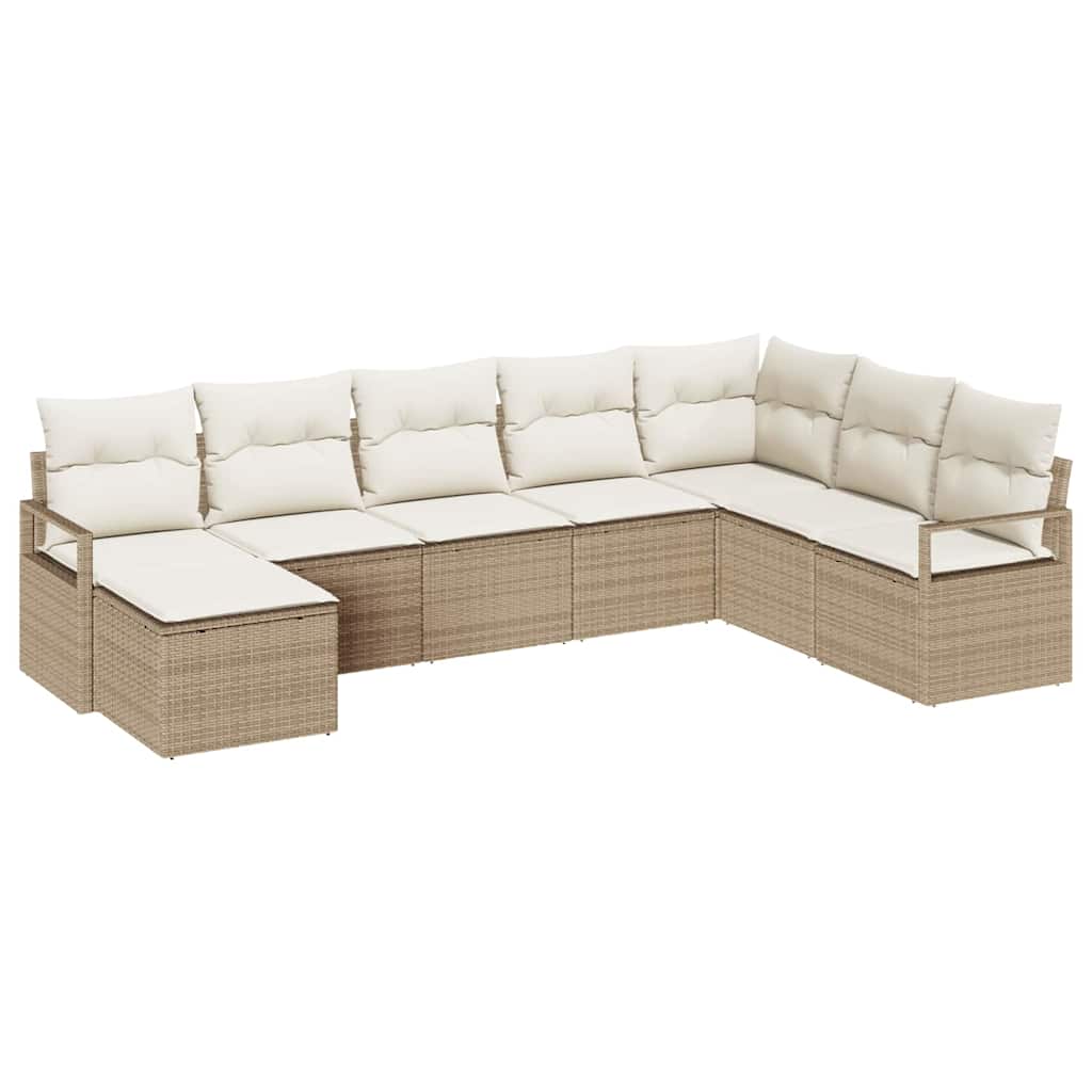 Set di divani con cuscino 8 pcs Beige polyrattan | homemem39