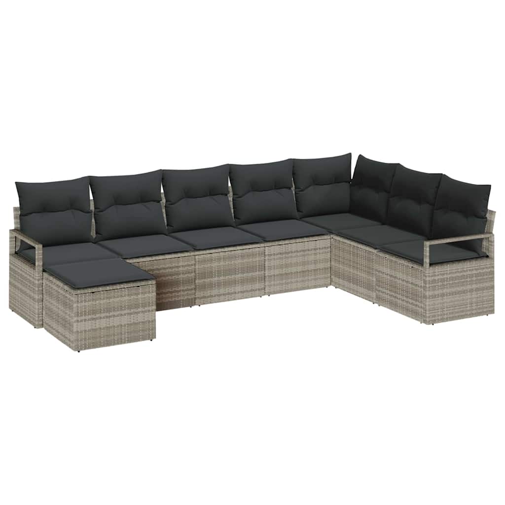 Set di divani con cuscino 8 pcs Grigio chiaro polyrattan | homemem39