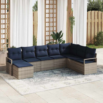 Set di divani con cuscino 8 pcs Grigio polyrattan | homemem39