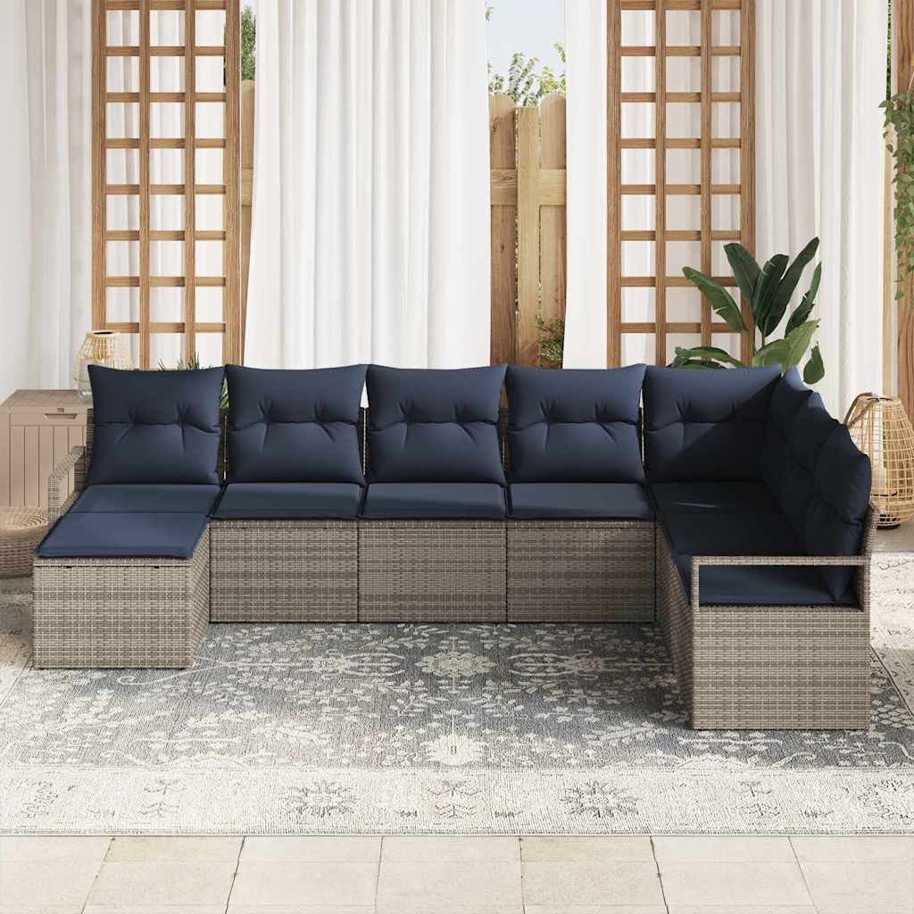 Set di divani con cuscino 8 pcs Grigio polyrattan | homemem39