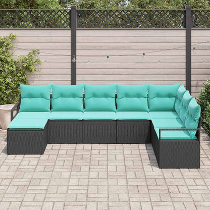 Set di divani con cuscino 8 pcs Nero polyrattan | homemem39