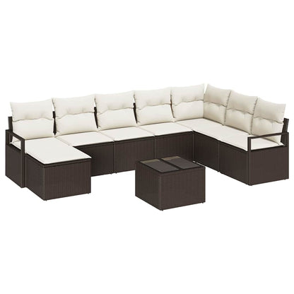 Set di divani con cuscino 9 pcs Marrone polyrattan | homemem39