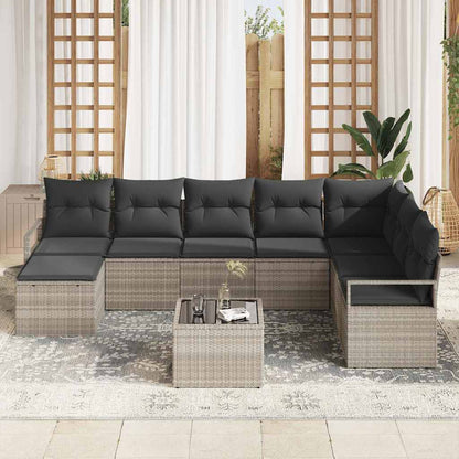 Set di divani con cuscino 9 pcs Grigio chiaro polyrattan | homemem39
