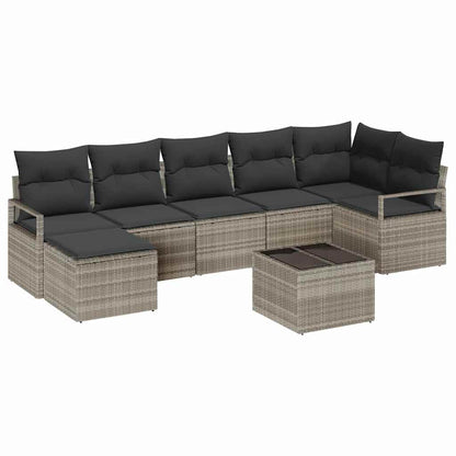 Set di divani con cuscino 9 pcs Grigio chiaro polyrattan | homemem39