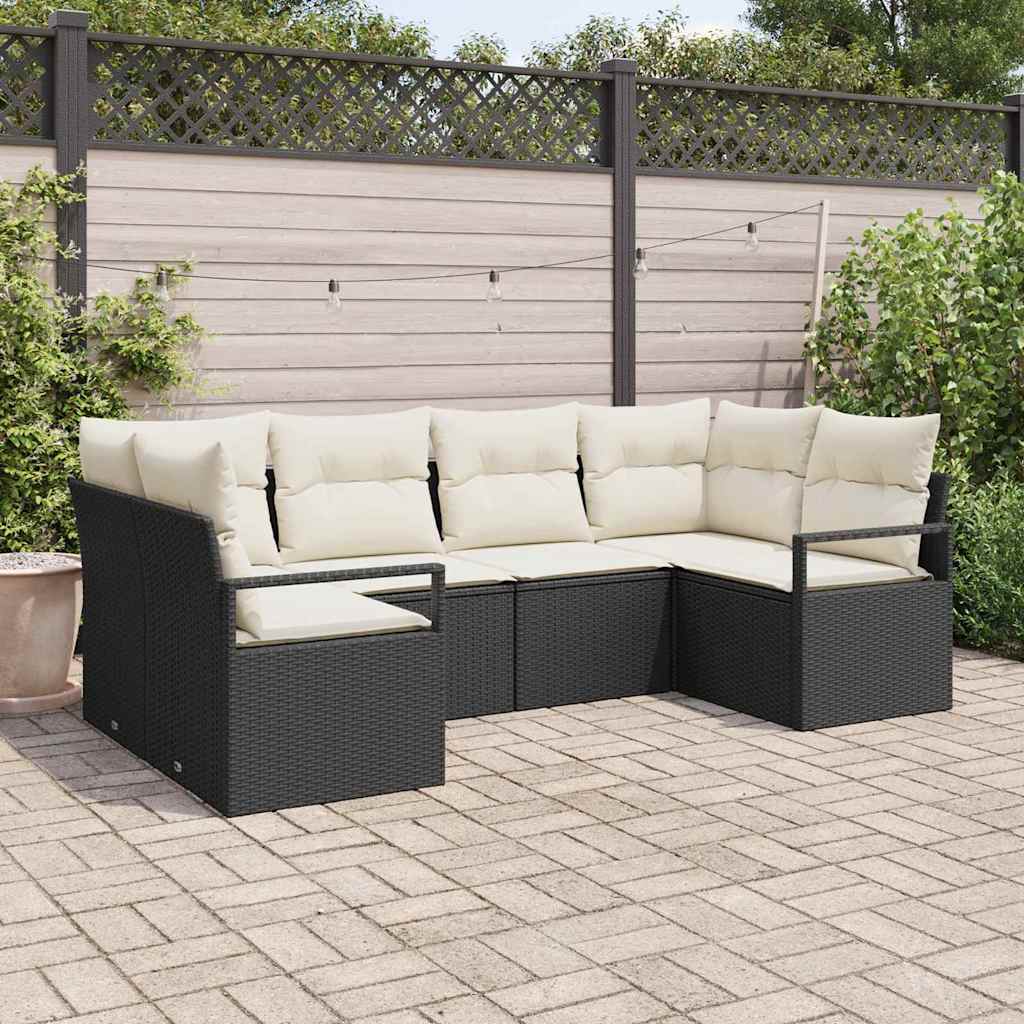 Set di divani con cuscino 6 pcs Nero polyrattan | homemem39
