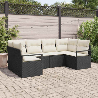 Set di divani con cuscino 6 pcs Nero polyrattan | homemem39