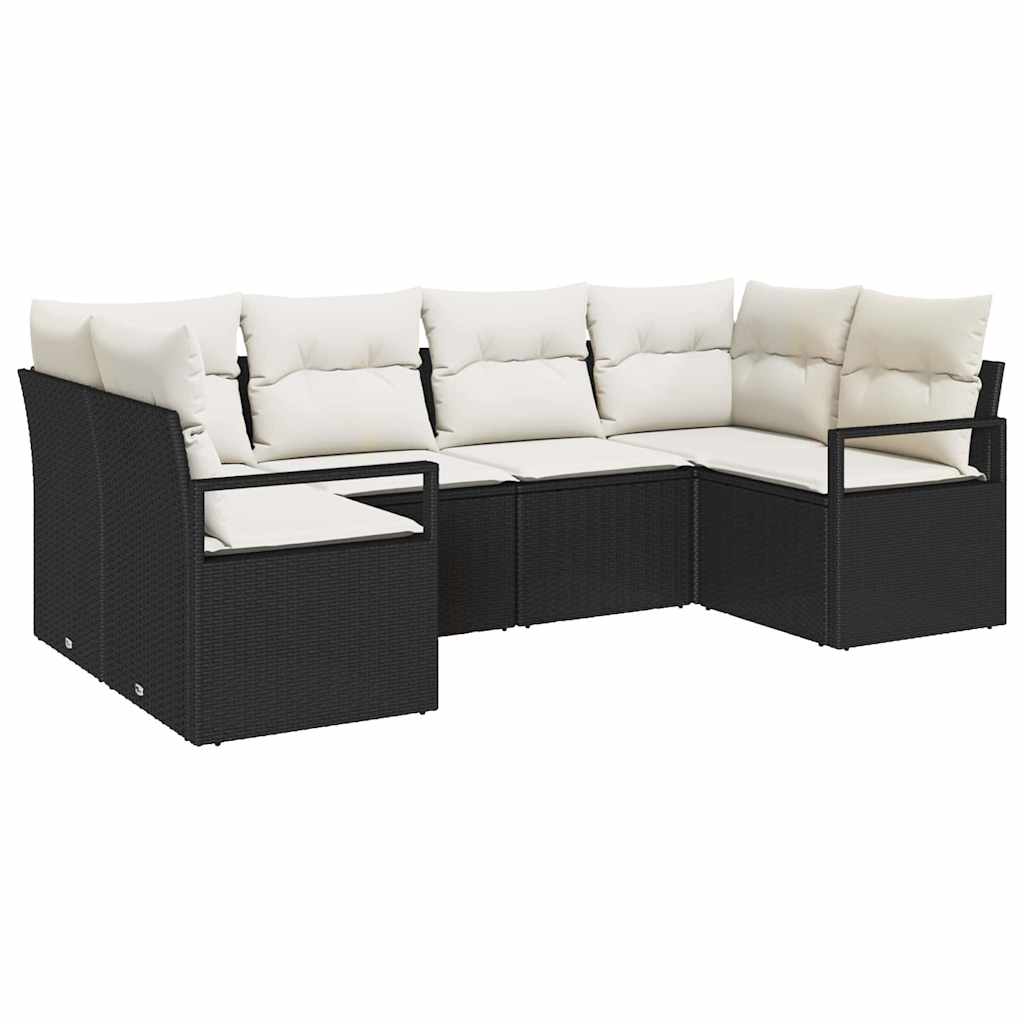 Set di divani con cuscino 6 pcs Nero polyrattan | homemem39