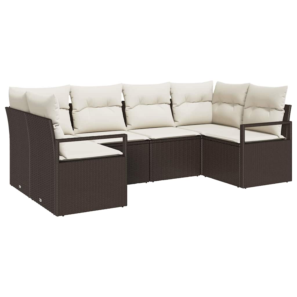 Set di divani con cuscino 6 pcs Marrone polyrattan | homemem39
