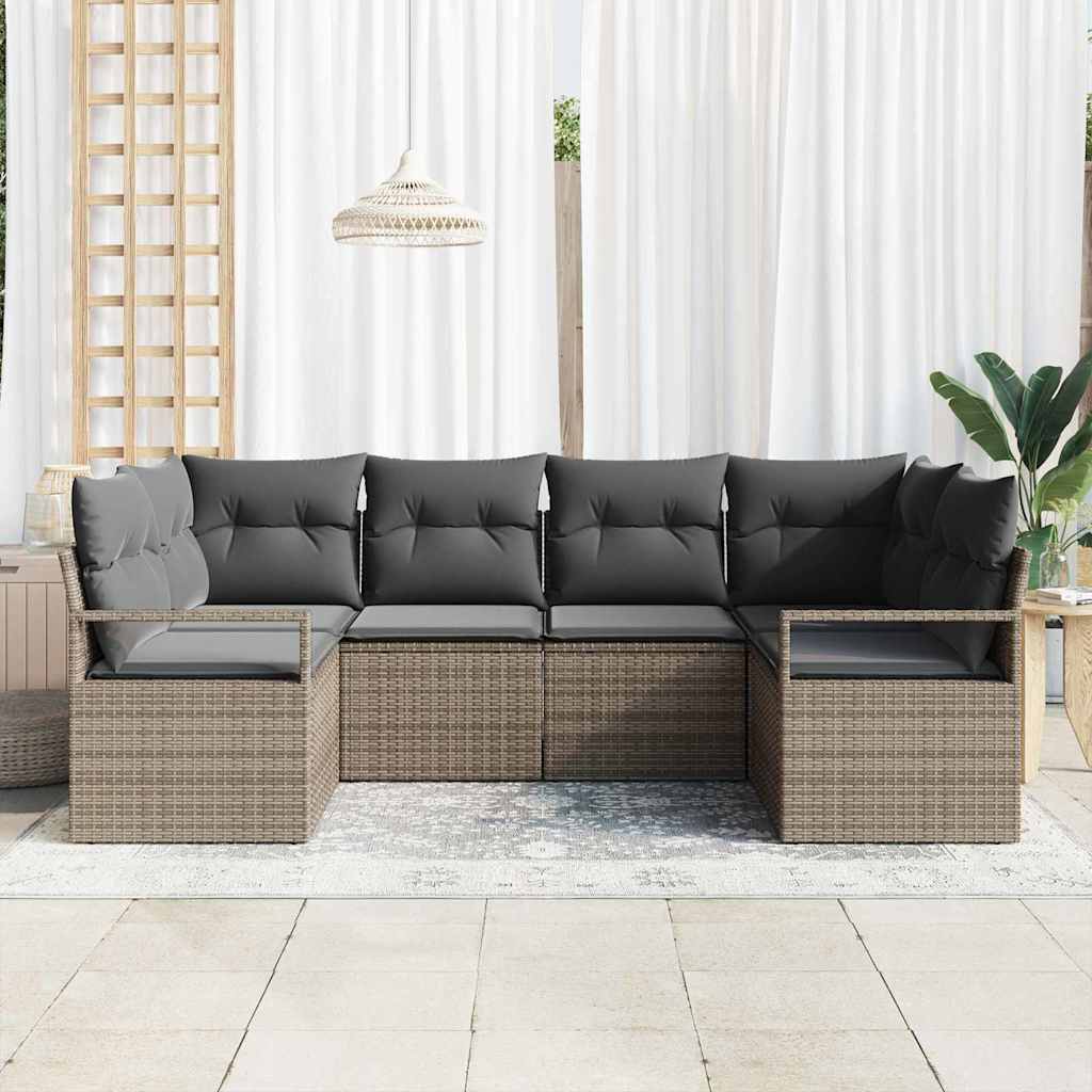 Set di divani con cuscino 6 pcs Grigio polyrattan | homemem39