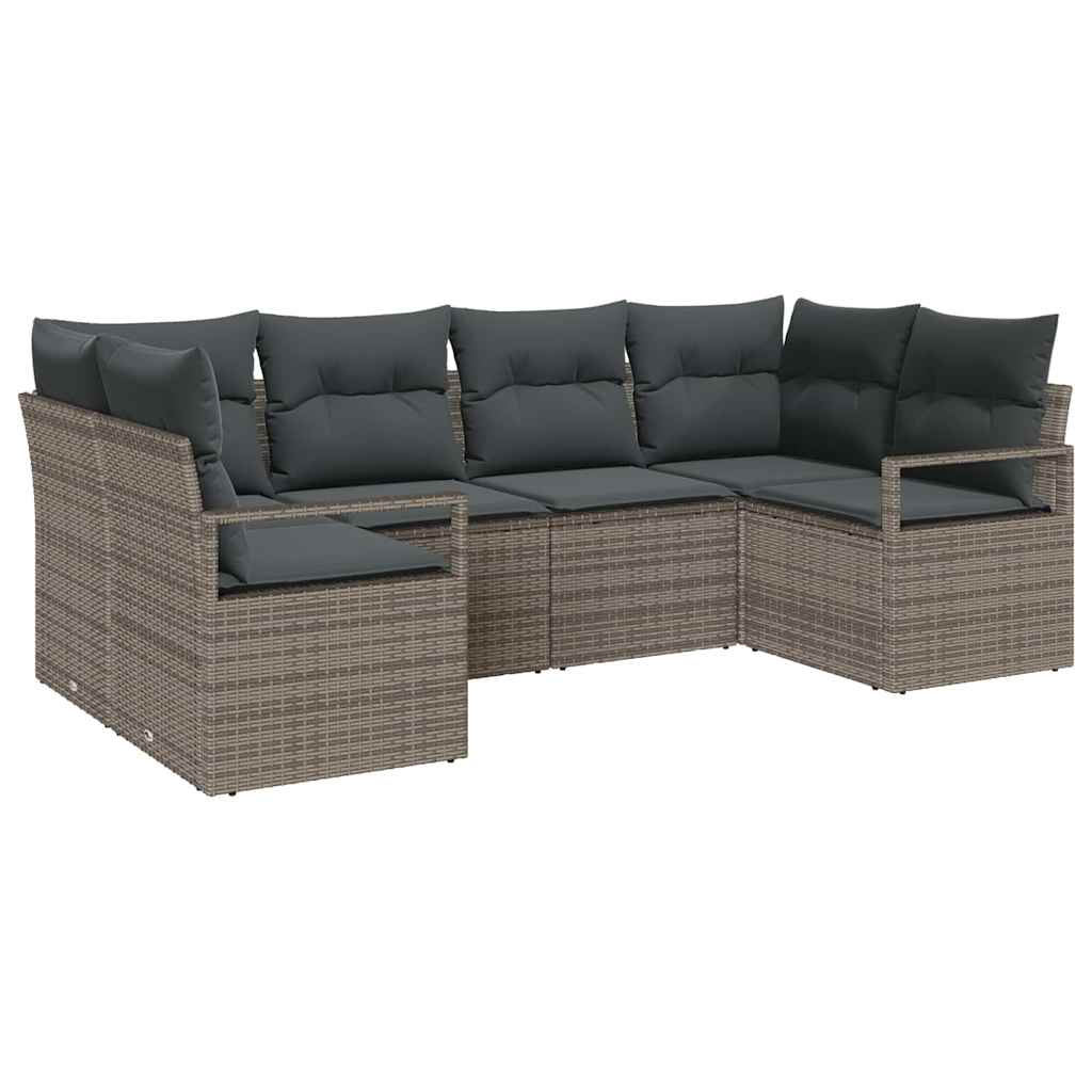 Set di divani con cuscino 6 pcs Grigio polyrattan | homemem39
