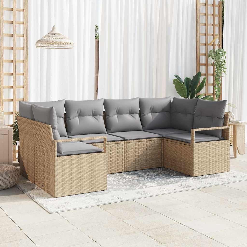 Set di divani con cuscino 6 pcs Beige polyrattan | homemem39