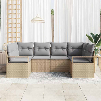 Set di divani con cuscino 6 pcs Beige polyrattan | homemem39