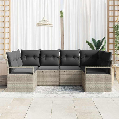 Set di divani con cuscino 6 pcs Grigio chiaro polyrattan | homemem39