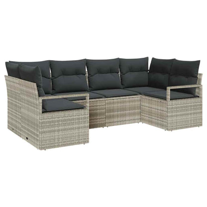 Set di divani con cuscino 6 pcs Grigio chiaro polyrattan | homemem39