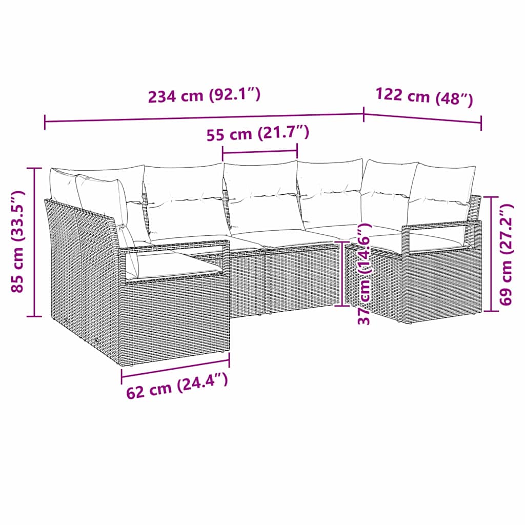 Set di divani 6 pz Nero polyrattan | homemem39