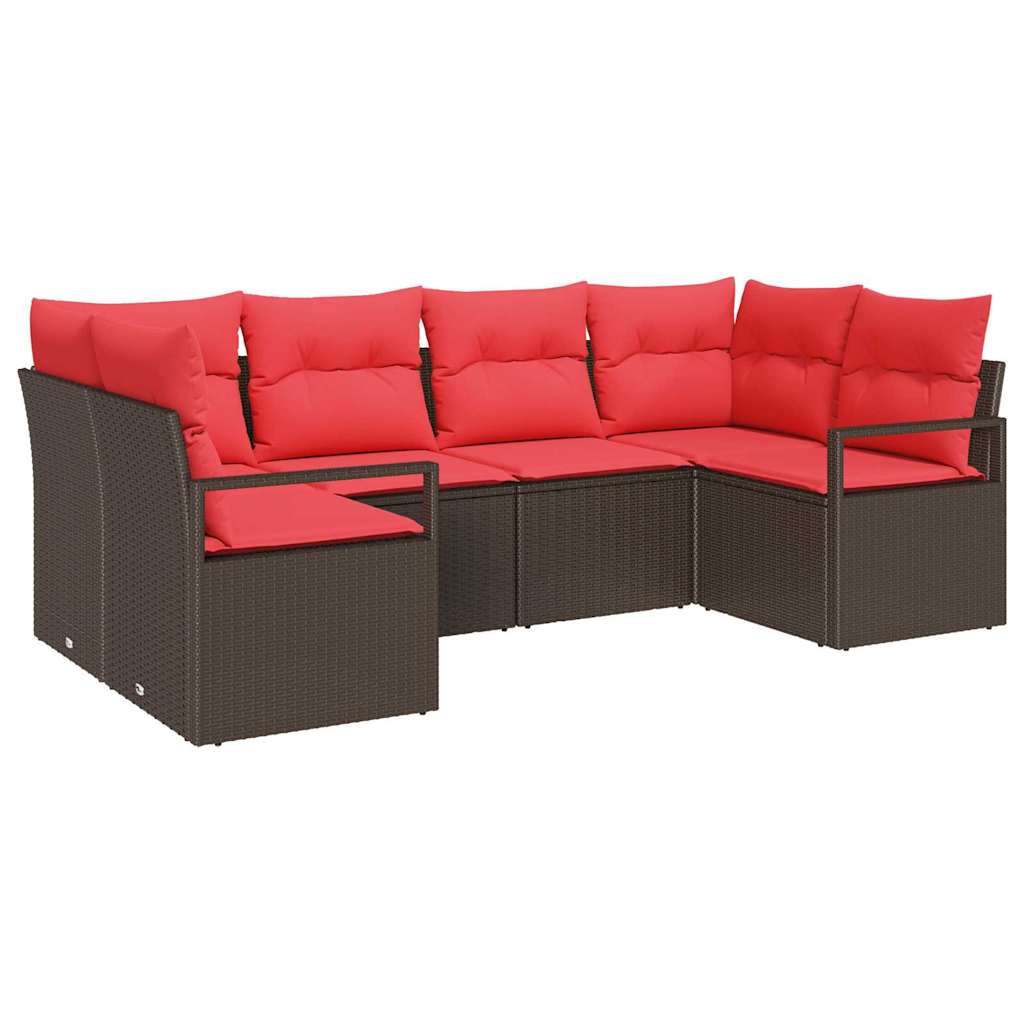 Set di divani con cuscino 6 pcs Marrone Rattan in Polipropilene | homemem39
