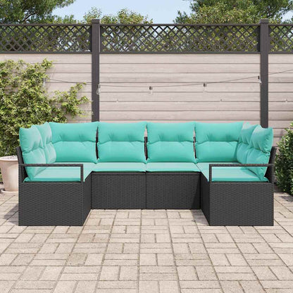Set di divani con cuscino 6 pcs Nero Rattan in Polipropilene | homemem39